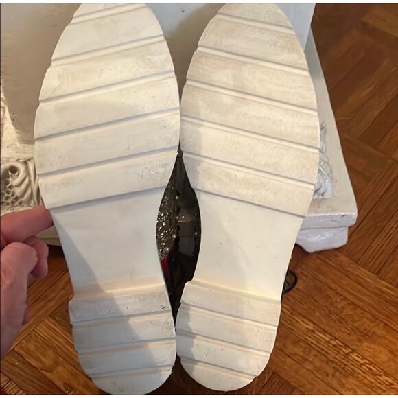 Betsey Johnson gold and red funky loafers - Picture 6 of 10